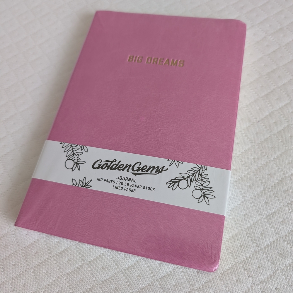 Golden Gems NWT Big Dreams Lined Journal Notebook Pink Cover